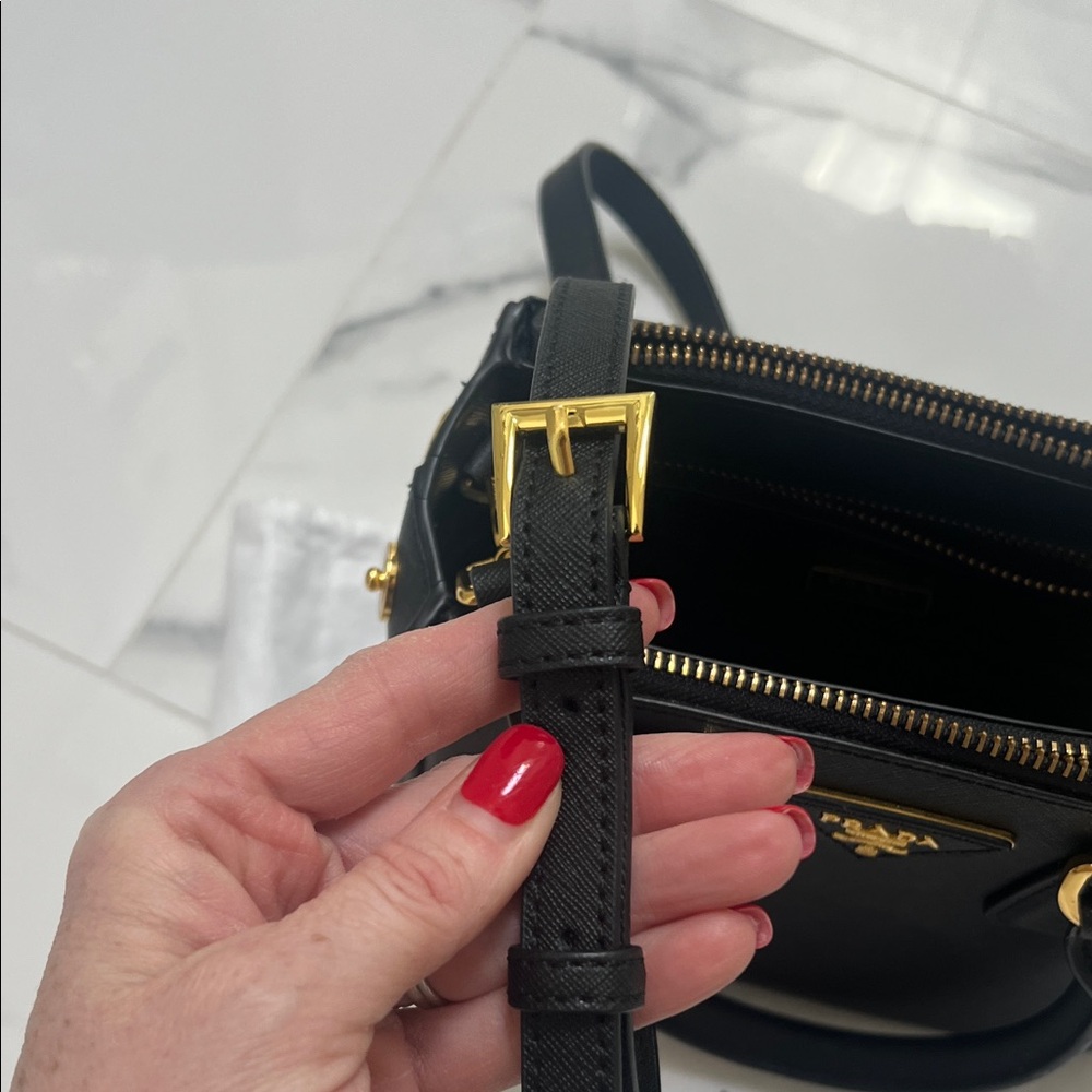 Prada Black Saffiano Mini Satchel with Gold Hardware - Picture 10 of 10
